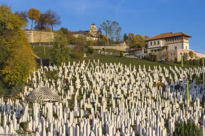 Framed Print : Bosnia and Herzegovina, Sarajevo, Kovaci War Memorial and Cemetery, where Bosnian Framed Print : Bosnia and Herzegovina, Sarajevo, Kovaci War Memorial and Cemetery, where Bosnian