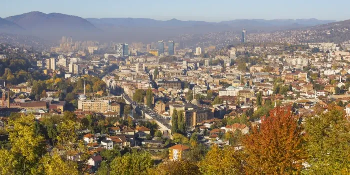 Framed Print : Bosnia and Herzegovina, Sarajevo, View of Sarajevo City