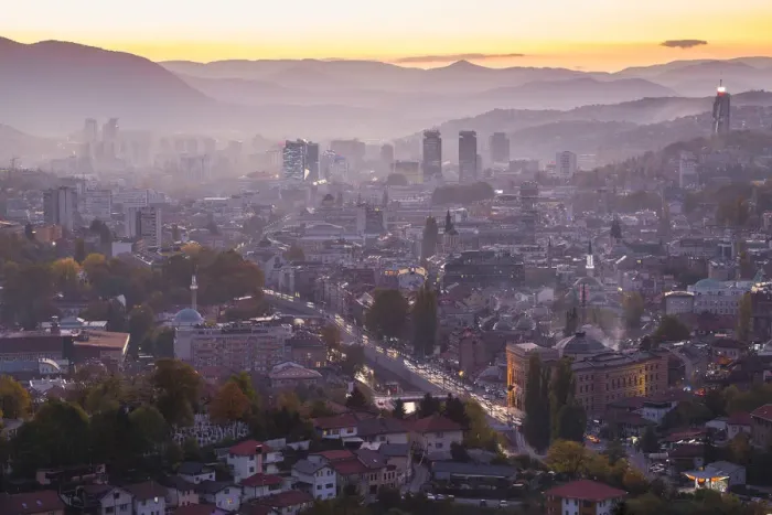 Framed Print : Bosnia and Herzegovina, Sarajevo, View of Sarajevo City