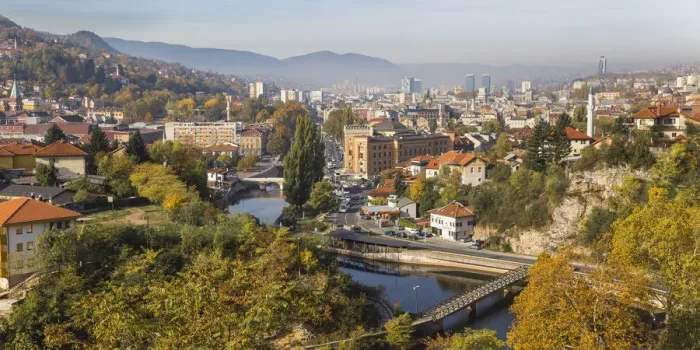 Framed Print : Bosnia and Herzegovina, Sarajevo, View of Sarajevo City