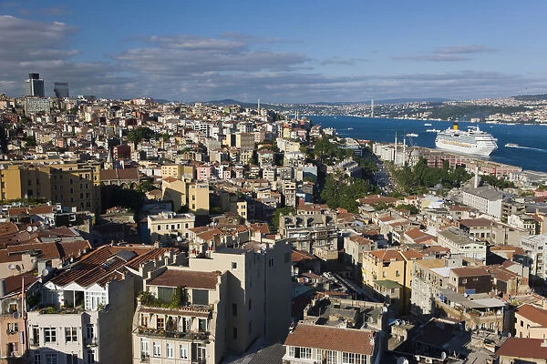 Bosphorus towards the financial centre from the Galata Tower, Istanbul, Turkey