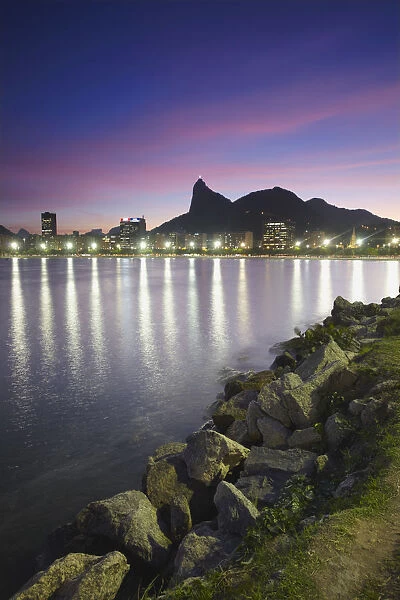 Botafogo Bay and Christ the Redeemer statue (Cristo Redentor), Rio de Janeiro, Brazil