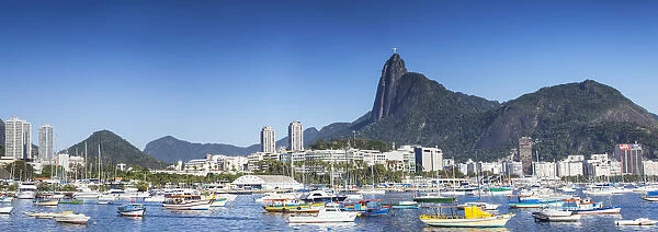 Botafogo Bay and Christ the Redeemer statue, Rio de Janeiro, Brazil