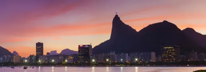 Framed Print : Botafogo Bay and Christ the Redeemer statue at sunset, Rio de Janeiro, Brazil Framed Print : Botafogo Bay and Christ the Redeemer statue at sunset, Rio de Janeiro, Brazil