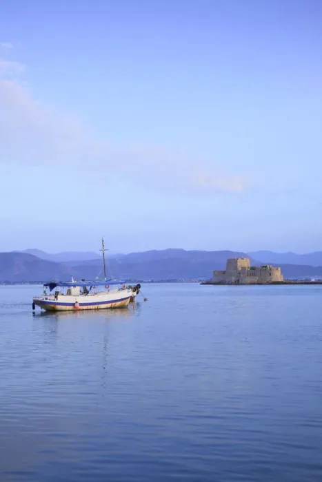 Framed Print : Bourtzi Castle at Sunrise, Nafplio, Argolis, The Peloponnese, Greece, Southern Europe Framed Print : Bourtzi Castle at Sunrise, Nafplio, Argolis, The Peloponnese, Greece, Southern Europe