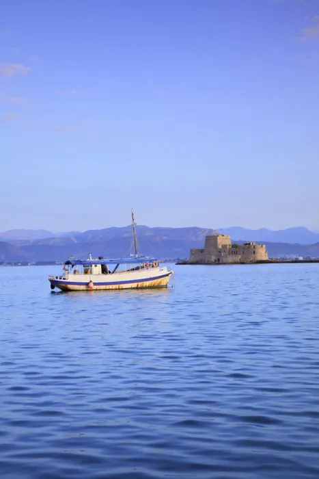 Framed Print : Bourtzi Castle at Sunrise, Nafplio, Argolis, The Peloponnese, Greece, Southern Europe Framed Print : Bourtzi Castle at Sunrise, Nafplio, Argolis, The Peloponnese, Greece, Southern Europe