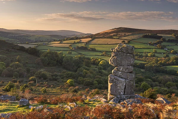 Bowerman's Nose granite pillar on Hayne Down, Dartmoor, Devon, England. Autumn (October) 2016
