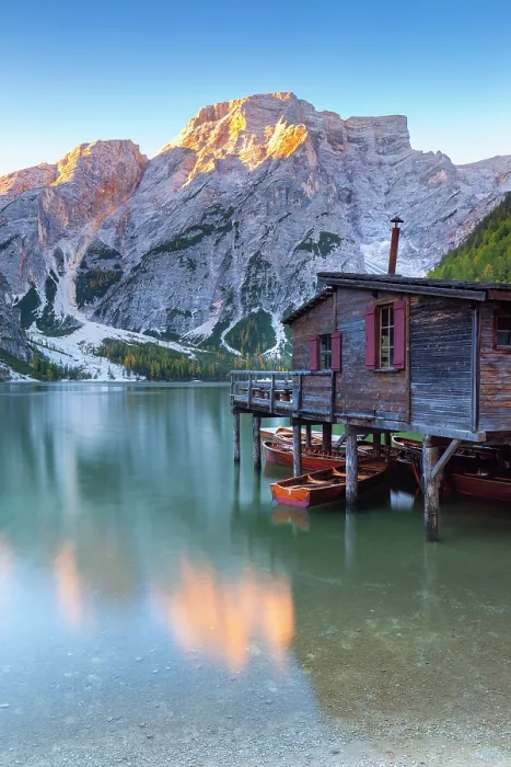 Framed Print : Braies lake in autumn at sunrise. Europe, Italy, South Tyrol, Braies valley, Bolzano province, Braies municipality Framed Print : Braies lake in autumn at sunrise. Europe, Italy, South Tyrol, Braies valley, Bolzano province, Braies municipality