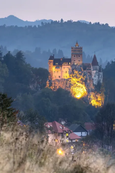 Framed Print : Bran Castle by night, Bran district, Transylvania, Romania Framed Print : Bran Castle by night, Bran district, Transylvania, Romania