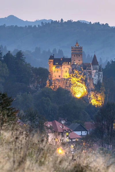 Bran Castle by night, Bran district, Transylvania, Romania