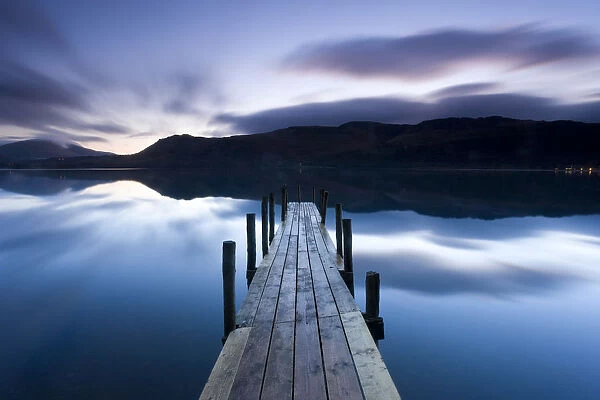 Brandelhow Bay jetty, Derwentwater, Keswick, Lake District, Cumbria, England