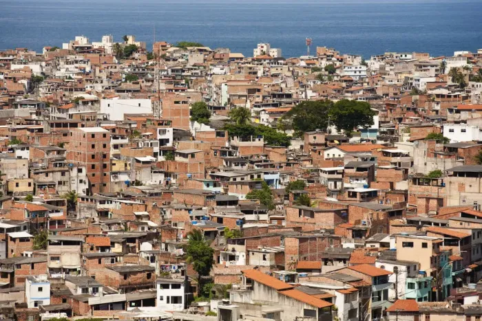 Framed Print : Brazil, Bahia, Salvador, A favela, slum community, in the centre of the Brazilian