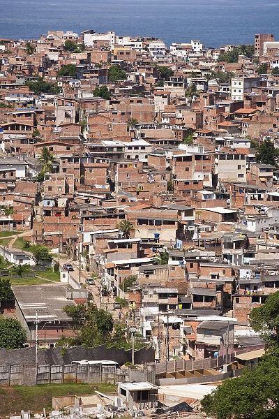 Brazil, Bahia, Salvador, A favela, slum community, in the centre of the Brazilian