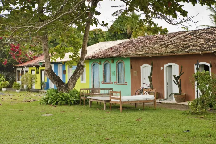 Framed Print : Brazil, Bahia, Trancoso, colourful cottages on the Praca Sao Joao Framed Print : Brazil, Bahia, Trancoso, colourful cottages on the Praca Sao Joao