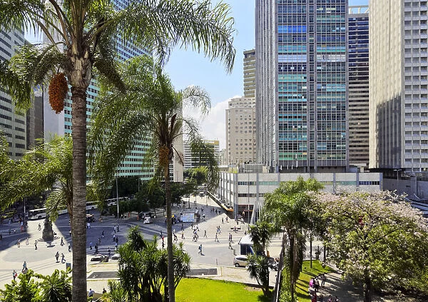 Brazil, City of Rio de Janeiro, City Center, Elevated view of Largo da Carioca