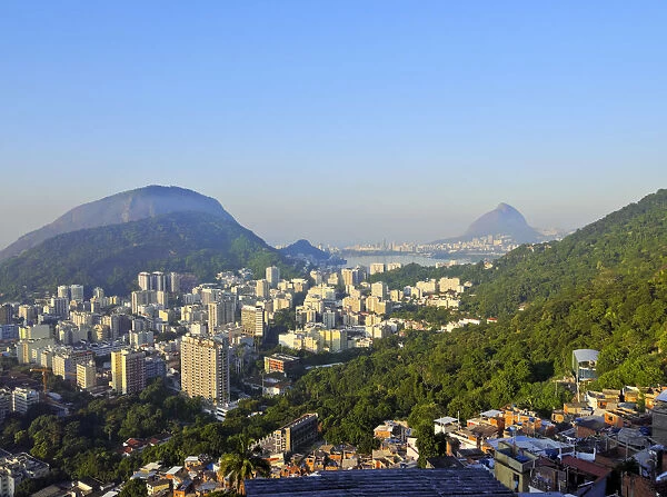 Brazil, City of Rio de Janeiro, Cityscape of Rio viewed from the top of the Favela