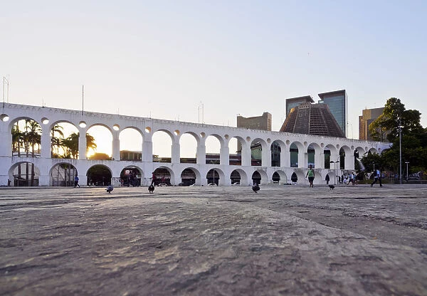 Brazil, City of Rio de Janeiro, Lapa, View of The Carioca Aqueduct known as Arcos