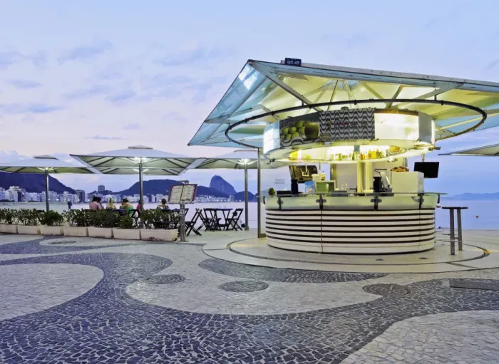 Framed Print : Brazil, City of Rio de Janeiro, Twilight view of the Portuguese wave pattern pavement