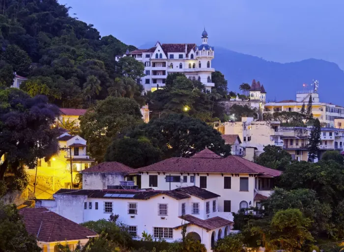 Framed Print : Brazil, City of Rio de Janeiro, Twilight view of the Santa Teresa Neighbourhood with Framed Print : Brazil, City of Rio de Janeiro, Twilight view of the Santa Teresa Neighbourhood with