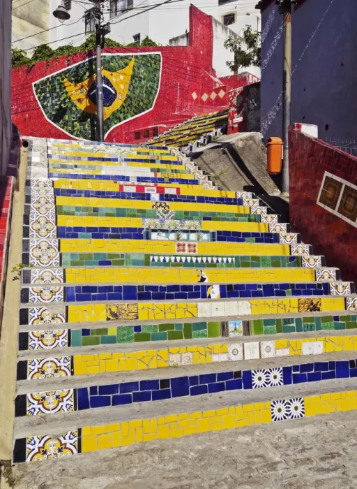 Framed Print : Brazil, City of Rio de Janeiro, View of the Selaron Steps connecting Lapa and Santa