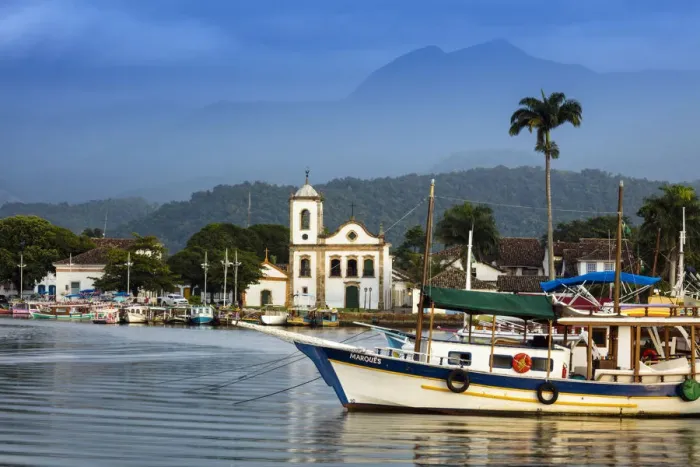 Framed Print : Brazil, Green Coast (Costa Verde), historic Portuguese colonial centre of Paraty town Framed Print : Brazil, Green Coast (Costa Verde), historic Portuguese colonial centre of Paraty town