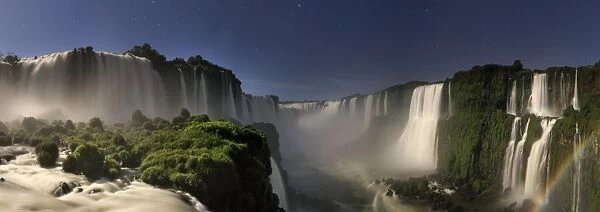 Brazil, Parana, Iguassu Falls National Park (Cataratas do Iguacu) (UNESCO Site) Illuminated