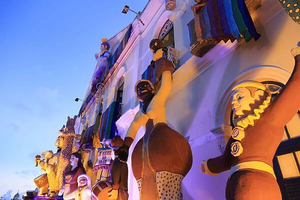Brazil, Pernambuco, Olinda Old Town (UNESCO Site), Giant Puppets during Carnaval