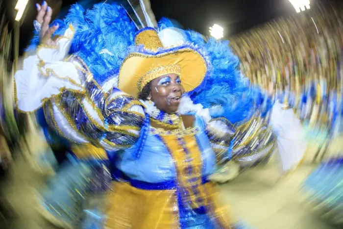 Framed Print : Brazil, Rio de Janeiro, Carnival 2018, samba school parading in the Sambadrome stadium Framed Print : Brazil, Rio de Janeiro, Carnival 2018, samba school parading in the Sambadrome stadium