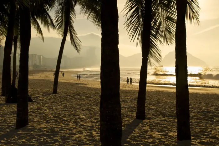 Framed Print : Brazil, Rio De Janeiro, Copacabana beach at dawn