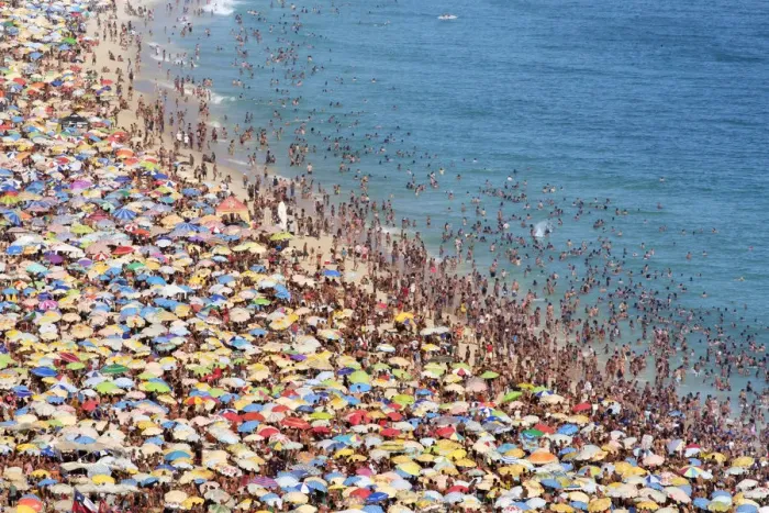 Framed Print : Brazil, Rio de Janeiro, crowds on Ipanema beach during carnival time Framed Print : Brazil, Rio de Janeiro, crowds on Ipanema beach during carnival time