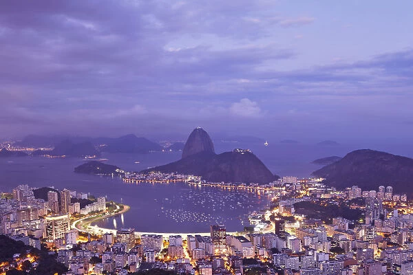 Brazil, Rio de Janeiro, Sugar Loaf and Morro de Urca in Botafogo Bay in Rio de Janeiro