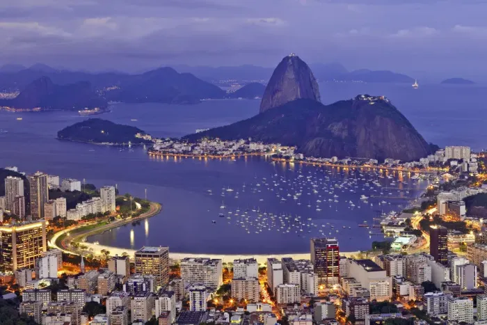 Framed Print : Brazil, Rio de Janeiro, Sugar Loaf and Morro de Urca in Botafogo Bay in Rio de Janeiro Framed Print : Brazil, Rio de Janeiro, Sugar Loaf and Morro de Urca in Botafogo Bay in Rio de Janeiro