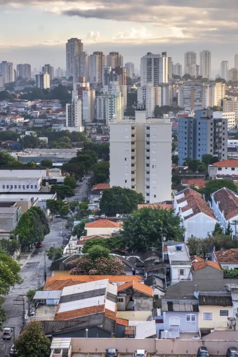 Framed Print : Brazil, Sao Paulo, Sao Paulo City, Vila da Saude, residental apartment block towers, low-rise suburban houses and a tree-lined street, no people Framed Print : Brazil, Sao Paulo, Sao Paulo City, Vila da Saude, residental apartment block towers, low-rise suburban houses and a tree-lined street, no people
