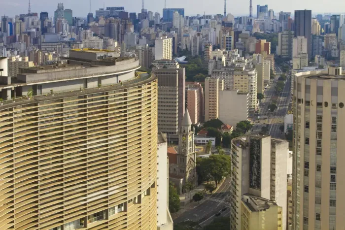 Framed Print : Brazil, Sao Paulo, Sao Paulo, View of city center from Italia Building - Edificio Italia Framed Print : Brazil, Sao Paulo, Sao Paulo, View of city center from Italia Building - Edificio Italia