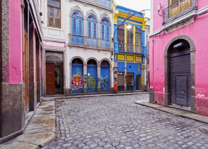 Framed Print : Brazil, State of Rio de Janeiro, City of Rio de Janeiro, View of colourful Rua dos Framed Print : Brazil, State of Rio de Janeiro, City of Rio de Janeiro, View of colourful Rua dos