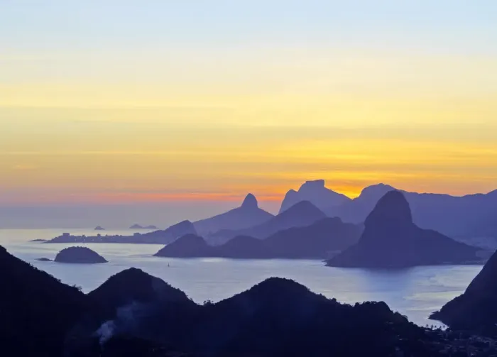 Framed Print : Brazil, State of Rio de Janeiro, Sunset over Rio de Janeiro viewed from Parque da Framed Print : Brazil, State of Rio de Janeiro, Sunset over Rio de Janeiro viewed from Parque da