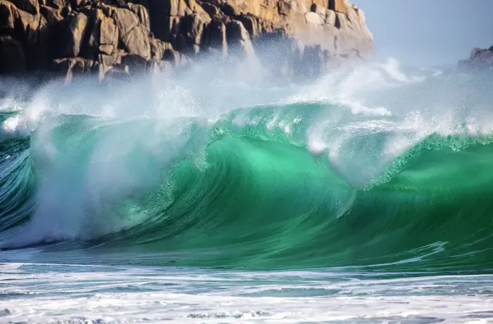 Framed Print : Breaking wave, Porthcurno Beach, Cornwall, England Framed Print : Breaking wave, Porthcurno Beach, Cornwall, England