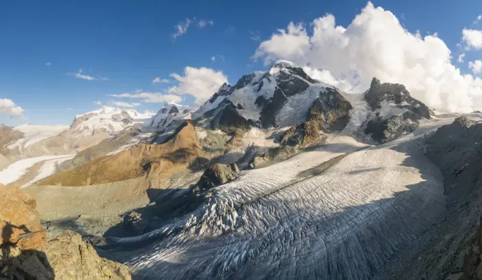 Framed Print : Breithorn and galcier in the Rosa mount group from Gandegghutte