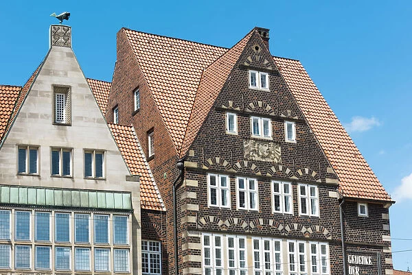 Bremen, Bremen State, Germany. Details of the historical buildings in Marktplatz