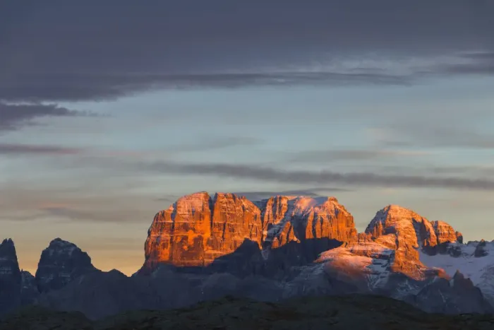Framed Print : Brenta Dolomites at sunset in a cloud day Framed Print : Brenta Dolomites at sunset in a cloud day