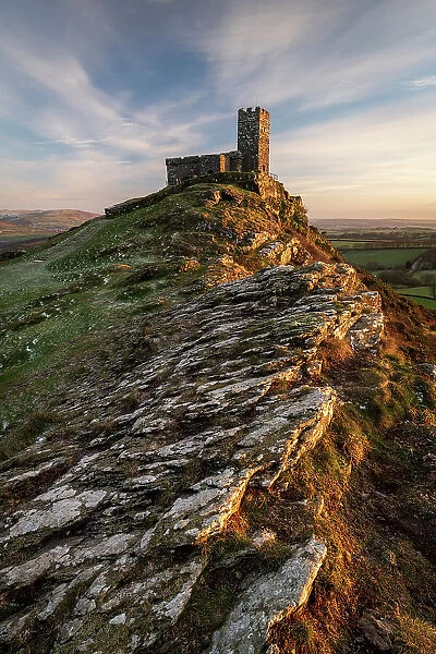 Brentor Church on the summit of Brent Tor in Dartmoor National Park, Devon, England. Winter (December) 2022