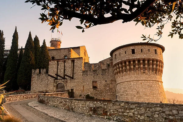 Brescia Castle at dawn in Brescia province, Lombardy district, Italy