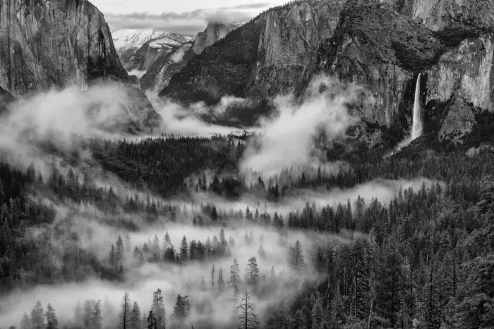 Framed Print : Bridalveil Falls in Mist, Yosemite National Park, California, USA