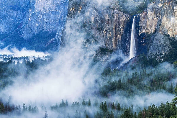 Bridalveil Falls in Mist, Yosemite National Park, California, USA