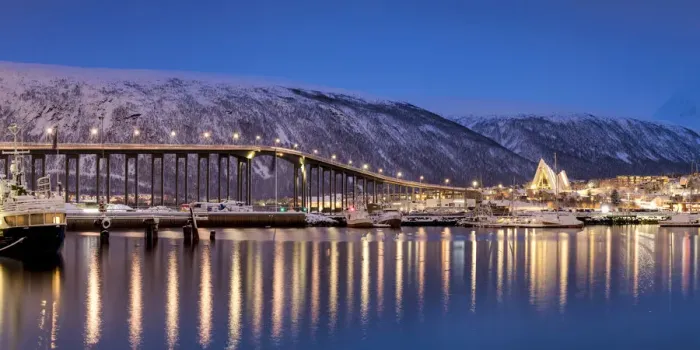 Framed Print : Bridge & Arctic Cathedral, Tromso, Norway Framed Print : Bridge & Arctic Cathedral, Tromso, Norway