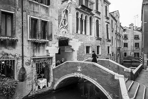 Bridge over canal in the Castello area of Venice, Veneto, Italy