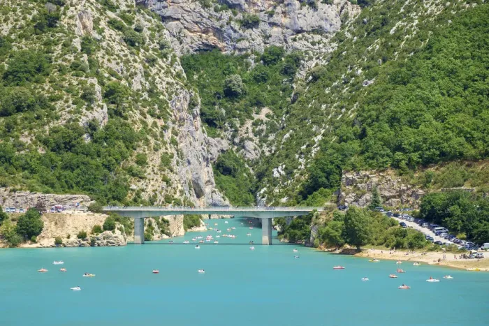 Framed Print : Bridge over Lac de Sainte-Croix at the entrance of the Gorge du Verdon Framed Print : Bridge over Lac de Sainte-Croix at the entrance of the Gorge du Verdon
