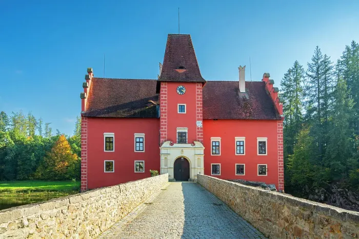 Framed Print : Bridge leading to Cervena Lhota Chateau, Pluhuv Zdar, Jindrichuv Hradec District, South Bohemian Region, Czech Republic