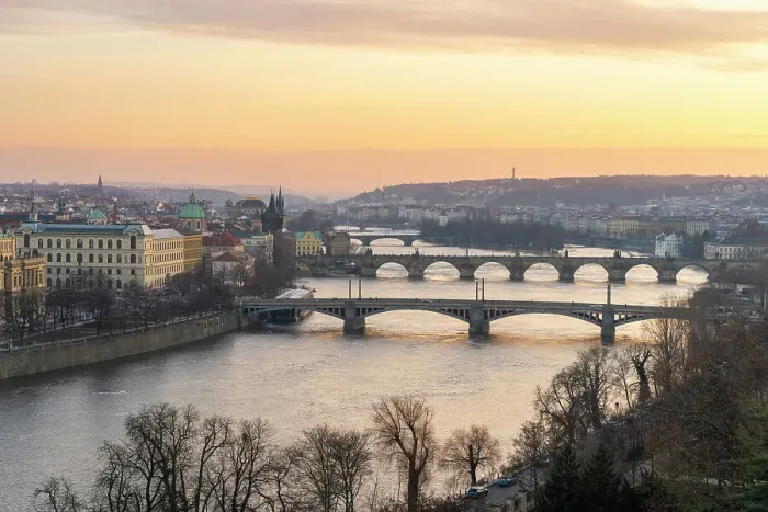 Framed Print : Bridges over Vltava river against sky seen from Letna park, Prague, Bohemia, Czech Republic Framed Print : Bridges over Vltava river against sky seen from Letna park, Prague, Bohemia, Czech Republic