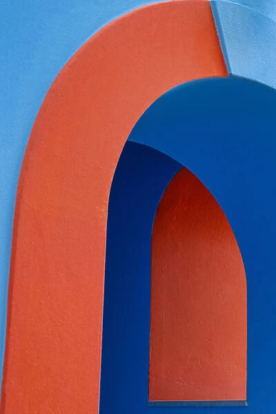 Bright Orange & Blue Architectural Design, Symi Island, Dodecanese Islands, Greece